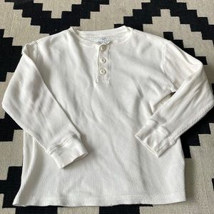 Kids size 8 white waffle weave shirt, long underwear, all cotton